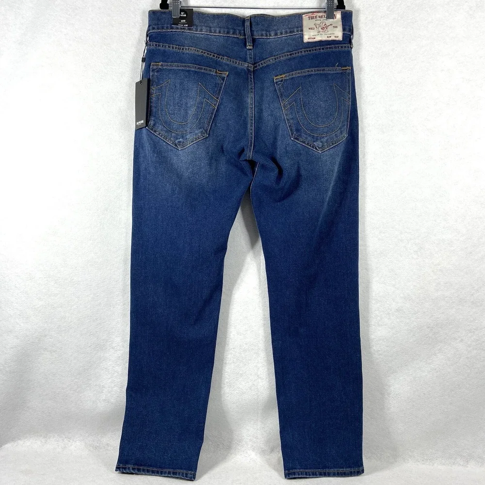 True Religion Geno Jeans Men's 34x32 Blue Relaxed Slim Row Seat Stretch New